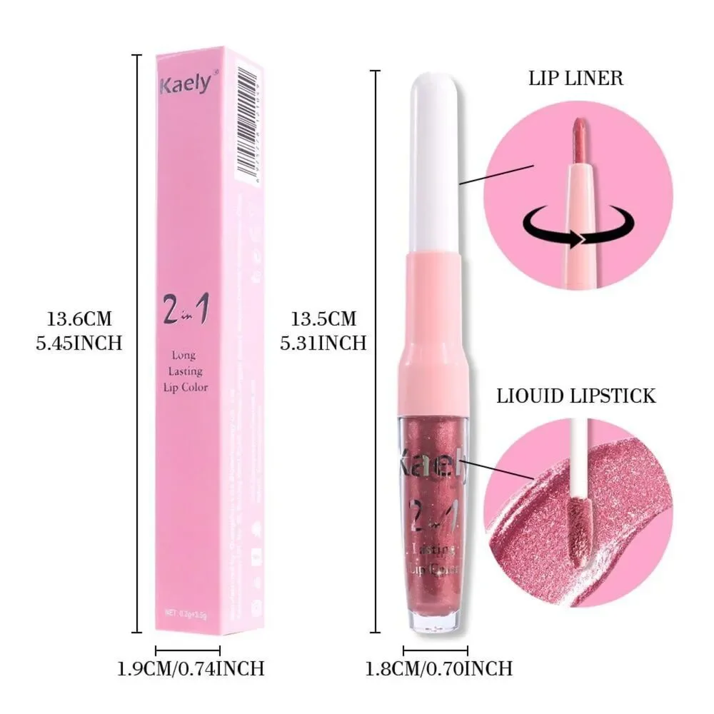 Kaely 2-in-1 Mauve Shimmer Liquid Metallic Lipstick And Lip Liner Makeup